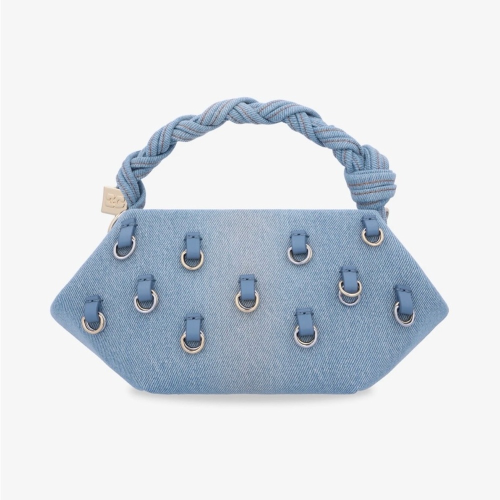 Ganni Mini Bou Denim Clutch & Crossbody Bag with Charms - Picture 2 of 12